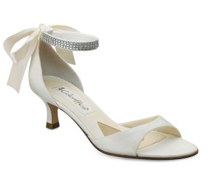 Ivory Satin Rhinestone Ankle Bridal High Heel Shoes