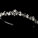 Silver Rhinestone White Pearl Bridal Headband Tiara