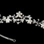 Silver Rhinestone White Pearl Bridal Headband Tiara