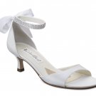 White Satin Rhinestone Ankle Bridal High Heel Shoes