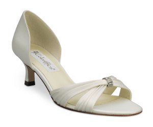 Ivory Satin Slip On Bridal Dress High Heel Shoes