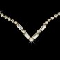 Gold Clear Crystal V-Shaped Necklace Earring Set