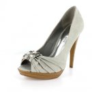 New Gray Suede Rhinestone Pump High Heels Shoes