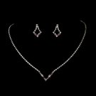 Silver Light Amethyst Crystal  Necklace Earring Set