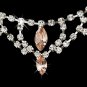 Silver Pink Crystal Chandelier Necklace Earring Set