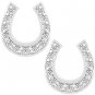 NEW White Gold Rhodium Bonded CZ Horseshoe Stud Earring