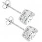 NEW White Gold 925 Sterling Silver 7mm CZ Stud Earrings