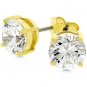 NEW 14k Gold 925 Sterling Silver 7mm CZ Stud Earrings