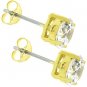 NEW 14k Gold 925 Sterling Silver 7mm CZ Stud Earrings