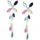 NEW White Gold Bonded Color Stones Dangle  Earring