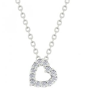 NEW White Gold Silver CZ Heart Pendant Necklace