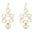 NEW 14K Gold Golden Heart Dangle Earrings