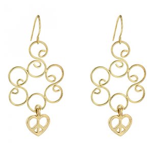 NEW 14K Gold Golden Heart Dangle Earrings