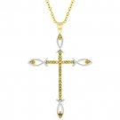 NEW Gold Silver  Peace Cross CZ Pendant Necklace