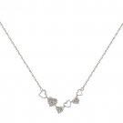NEW White Gold Sterling Silver Necklace CZ Hearts
