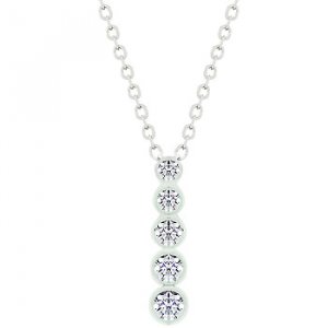 NEW White Gold CZ Journey Pendant Necklace