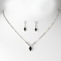 Silver Black Rhinestone Bridal Necklace Earring Set