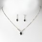 Silver Black Rhinestone Bridal Necklace Earring Set