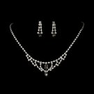 Silver Grey Crystal Chandelier Necklace Earring Set