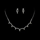 Silver AB Clear Crystal Necklace Earring Set