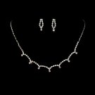 Silver Pink Clear Crystal Necklace Earring Set