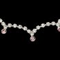 Silver Pink Clear Crystal Necklace Earring Set