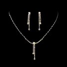 Silver AB Crystal Rhinestone Drop Necklace Earring Set