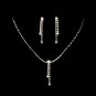 Silver AB Crystal Rhinestone Drop Necklace Earring Set