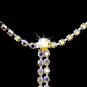 Silver AB Crystal Rhinestone Drop Necklace Earring Set