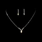 Silver Crystal Rhinestone Bridal Necklace Earring Set