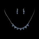 Silver Light Blue Crystal Accented Necklace Earring Set