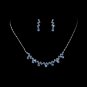 Silver Light Blue Crystal Accented Necklace Earring Set