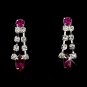 Silver Fuchsia Crystal Chandelier Necklace Earring Set