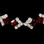 Silver Red Clear Crystal Square Necklace Earring Set