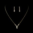 Gold Crystal Rhinestone Bridal Necklace Earring Set