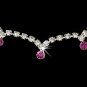 Silver Fuchsia Clear Crystal Necklace Earring Set