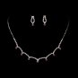 Silver Fuchsia Clear Crystal Necklace Earring Set