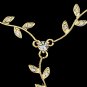 Gold Clear Crystal Floral Stud Necklace Earring Set