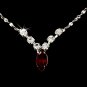 Silver Red  Rhinestone Bridal Necklace Earring Set