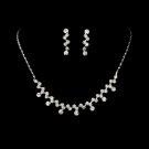 Silver Clear Crystal Accented Necklace Earring Set