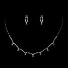 Silver Light Blue Clear Crystal Necklace Earring Set
