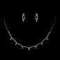 Silver Light Blue Clear Crystal Necklace Earring Set