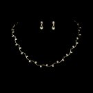 Gold Clear Crystal Bridal Necklace Earring Set