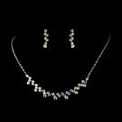 Silver AB Crystal Accented Necklace Earring Set