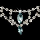 Silver Light Blue Chandelier Necklace Earring Set