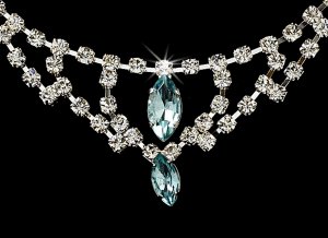 Silver Light Blue Chandelier Necklace Earring Set