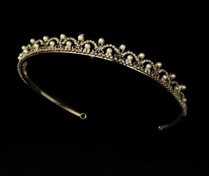 Gold Crystal Ivory Pearl Fairy Tale Tiara Headband
