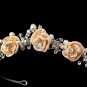 Silver Swarovski Crystal Rose Flower Headband Tiara