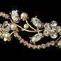 Gold Rhinestone Crystal Pearl Floral Tiara Headband