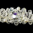 Silver AB Swarovski Crystal White Pearl Tiara Headband